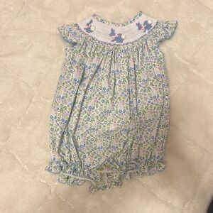 Floral Blue and Pink Kids One Piece/Easter bubble